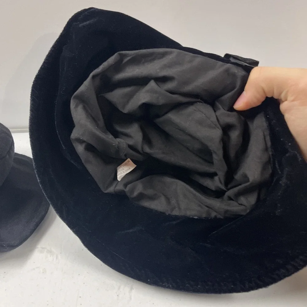 VTG Wmn's LOT 3x Bucket Hat Floral Details Black Fedora/Safari Hat 2 NEW 1 Used